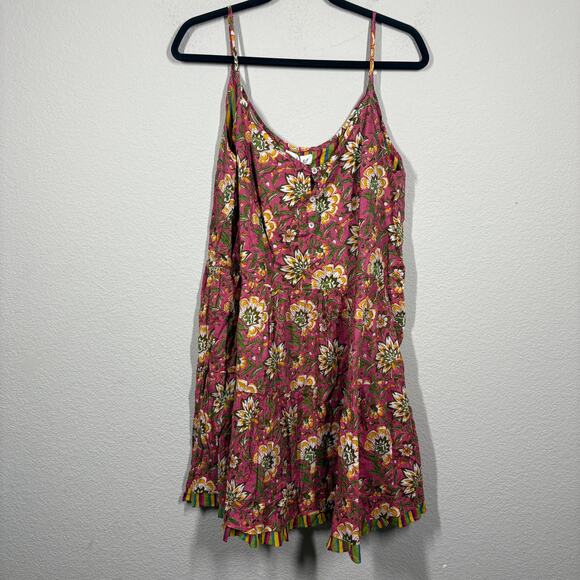 Velvet by Graham Spencer Large Tracy Cami Dress Floral Cotton V Neck Sleeveless - Picture 2 of 9